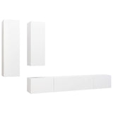4 Piece TV Cabinet Set White Engineered Wood - Front View