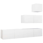 4 Piece TV Cabinet Set White Engineered Wood