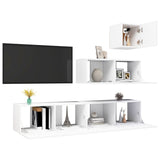 4 Piece TV Cabinet Set White Engineered Wood - Side View