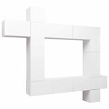 9 Piece TV Cabinet Set White Engineered Wood - Front View