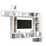 9 Piece TV Cabinet Set White Engineered Wood - Side View