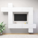 9 Piece TV Cabinet Set White Engineered Wood
