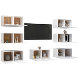 TV Cabinets 7 pcs White 30.5x30x60 cm Engineered Wood - Side View