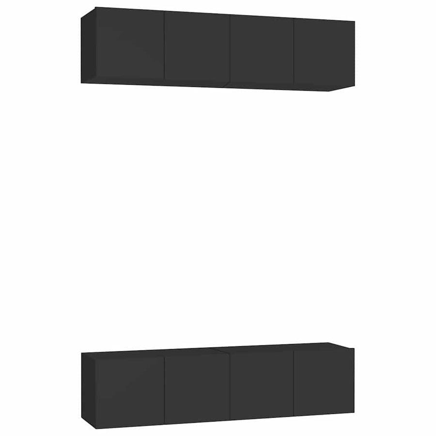 4 Piece TV Cabinet Set Black 60x30x30 cm Engineered Wood