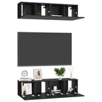 4 Piece TV Cabinet Set Black 60x30x30 cm Engineered Wood