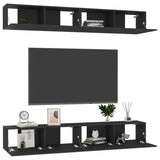 TV Cabinets 4 pcs Black 100x30x30 cm Engineered Wood - Side View