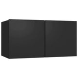 5 Piece TV Cabinet Set Black Engineered Wood - Rear View
