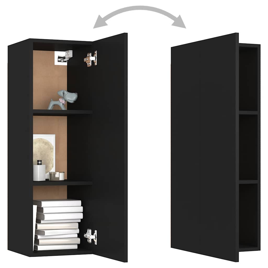 5 Piece TV Cabinet Set Black Engineered Wood