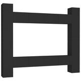 8 Piece TV Cabinet Set Black Engineered Wood - Front View
