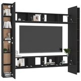 8 Piece TV Cabinet Set Black Engineered Wood - Side View