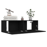 8 Piece TV Cabinet Set Black Engineered Wood - Top-Down View