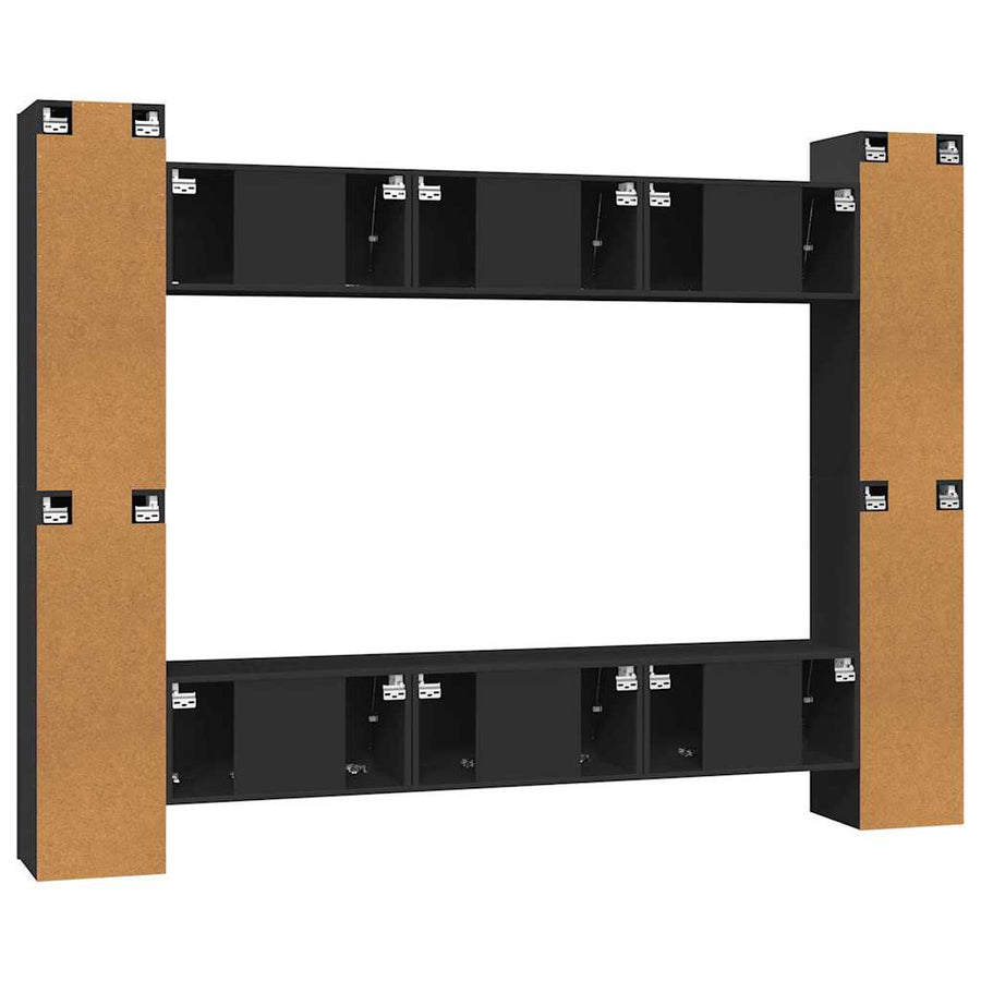 10 Piece TV Cabinet Set Black Engineered Wood