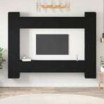 10 Piece TV Cabinet Set Black Engineered Wood