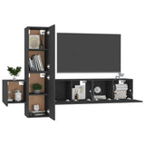 5 Piece TV Cabinet Set Black Engineered Wood - Side View