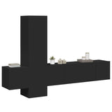 5 Piece TV Cabinet Set Black Engineered Wood