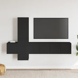 5 Piece TV Cabinet Set Black Engineered Wood