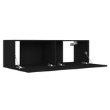 3 Piece TV Cabinet Set Black Engineered Wood - Rear View