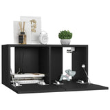 6 Piece TV Cabinet Set Black Engineered Wood