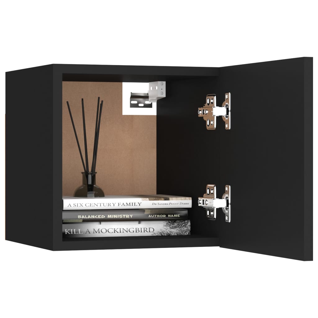 6 Piece TV Cabinet Set Black Engineered Wood