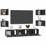 7 Piece TV Cabinet Set Black Engineered Wood