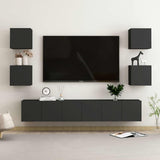 7 Piece TV Cabinet Set Black Engineered Wood