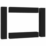 10 Piece TV Cabinet Set Black Engineered Wood