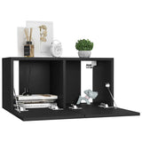 10 Piece TV Cabinet Set Black Engineered Wood - Top-Down View