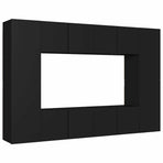 8 Piece TV Cabinet Set Black Engineered Wood