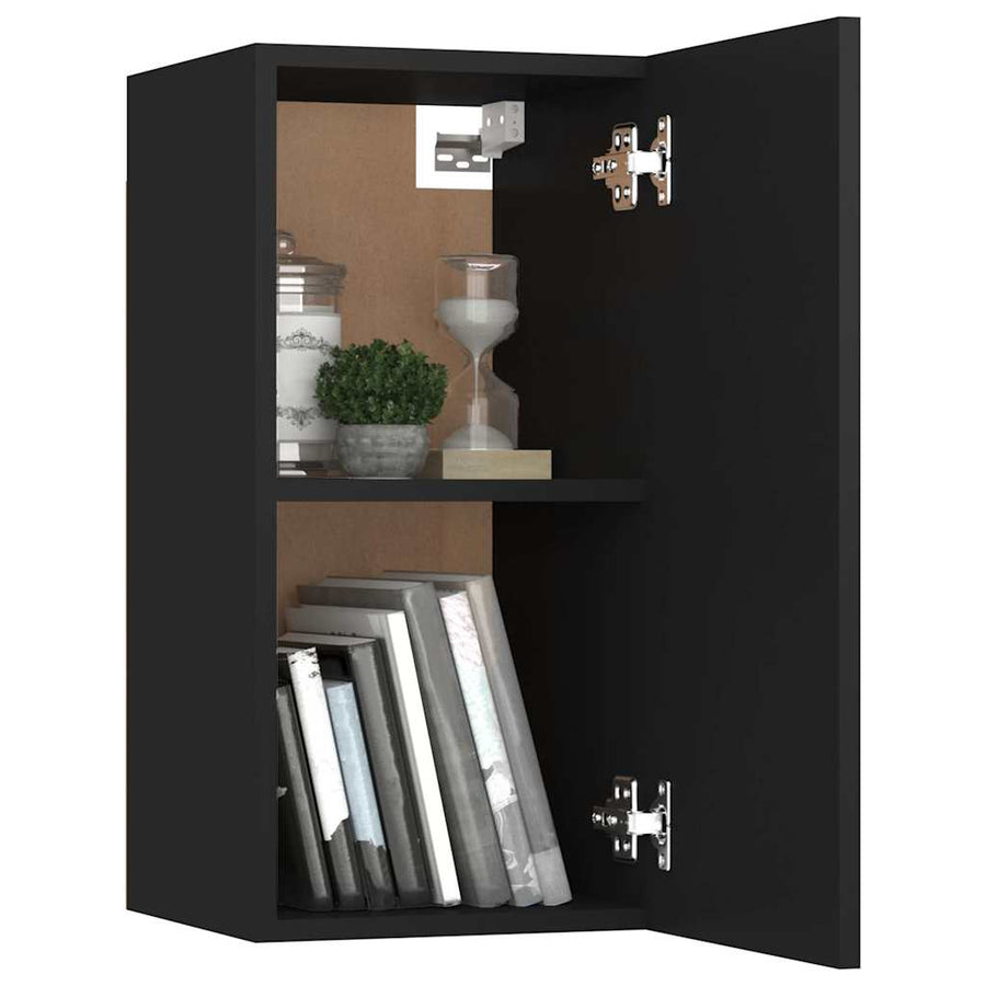 8 Piece TV Cabinet Set Black Engineered Wood