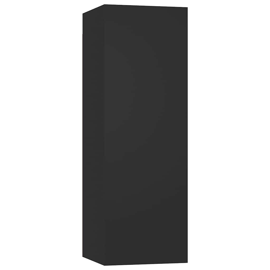 8 Piece TV Cabinet Set Black Engineered Wood