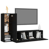 3 Piece TV Cabinet Set Black Engineered Wood - Side View