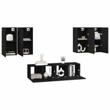 6 Piece TV Cabinet Set Black Engineered Wood - Side View