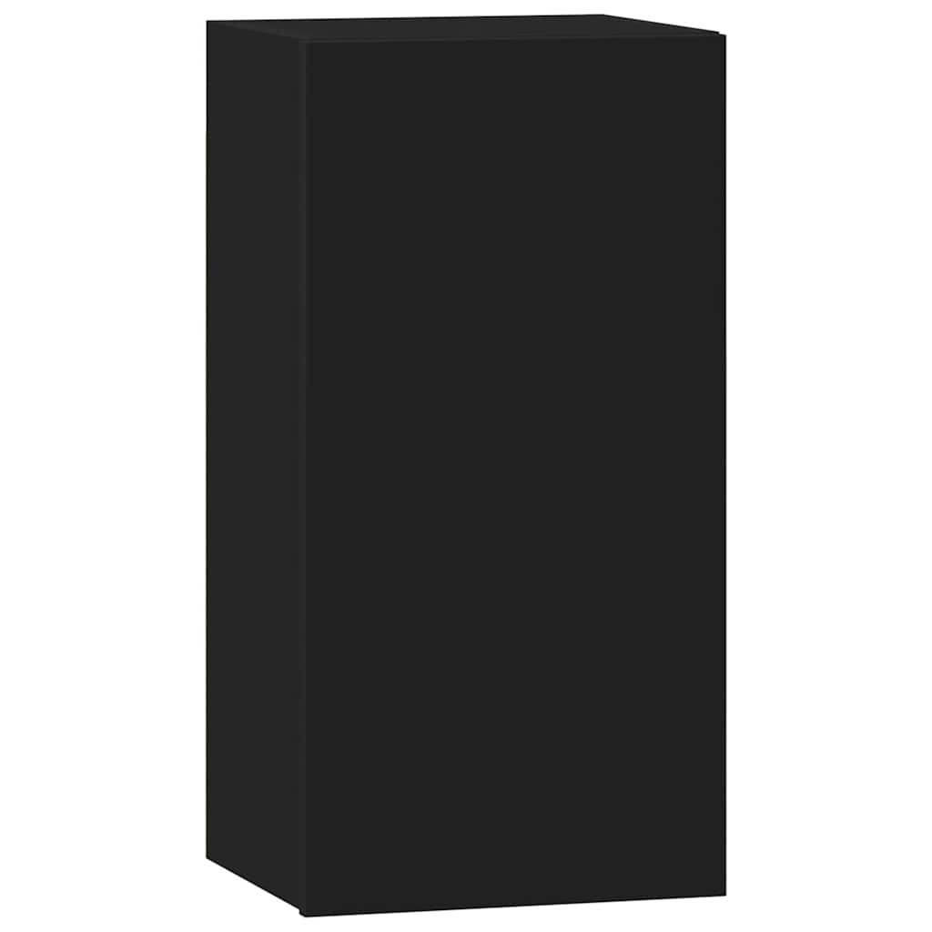 6 Piece TV Cabinet Set Black Engineered Wood