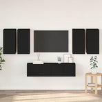 6 Piece TV Cabinet Set Black Engineered Wood