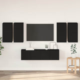6 Piece TV Cabinet Set Black Engineered Wood