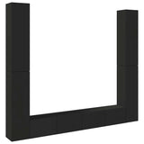 6 Piece TV Cabinet Set Black Engineered Wood - Front View