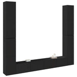 6 Piece TV Cabinet Set Black Engineered Wood - Side View