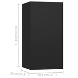 4 Piece TV Cabinet Set Black Engineered Wood - Close-Up Angle