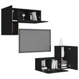 4 Piece TV Cabinet Set Black Engineered Wood - Side View