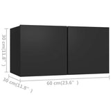 4 Piece TV Cabinet Set Black Engineered Wood - Rear View
