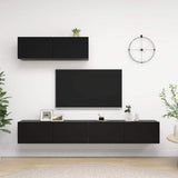 3 Piece TV Cabinet Set Black Engineered Wood