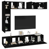 8 Piece TV Cabinet Set Black Engineered Wood - Side View