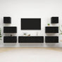 8 Piece TV Cabinet Set Black Engineered Wood