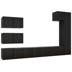 8 Piece TV Cabinet Set Black Engineered Wood
