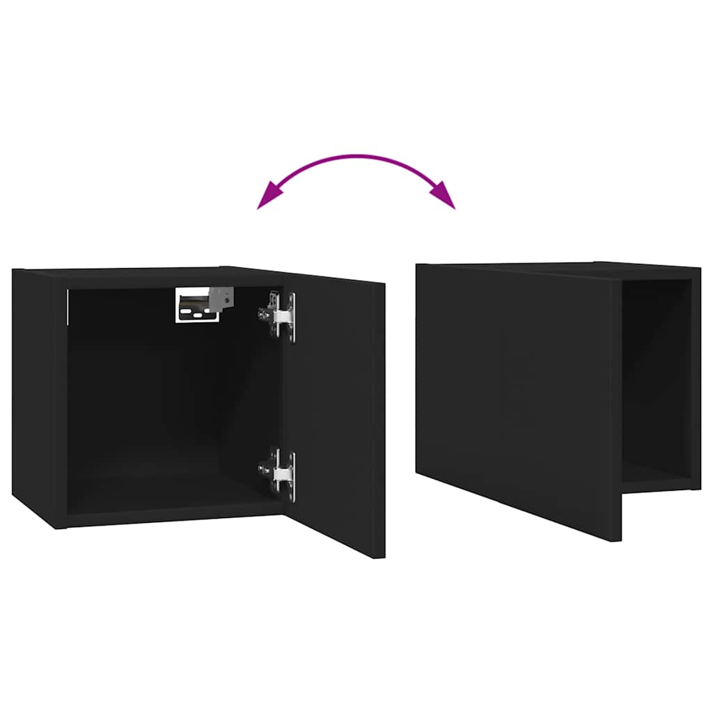 10 Piece TV Cabinet Set Black Engineered Wood