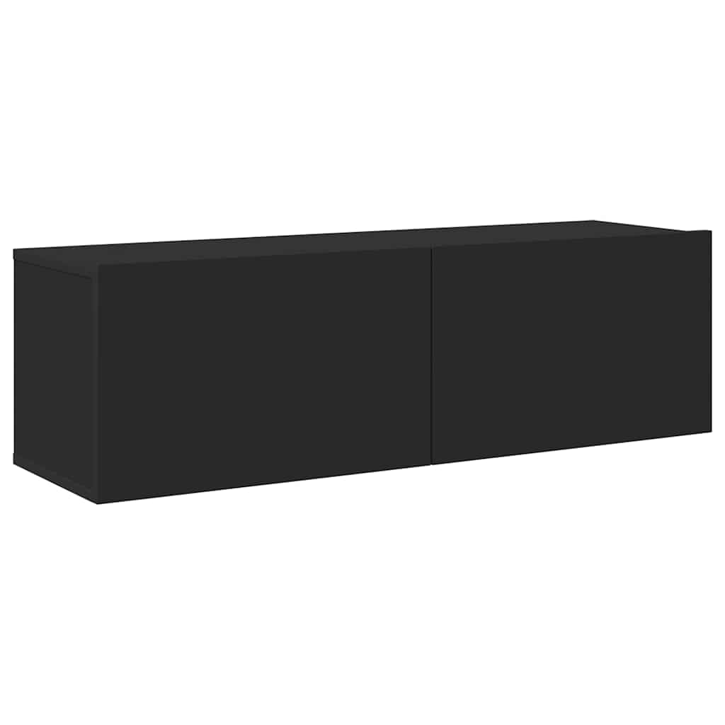 8 Piece TV Cabinet Set Black Engineered Wood