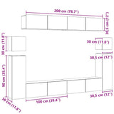 8 Piece TV Cabinet Set Black Engineered Wood
