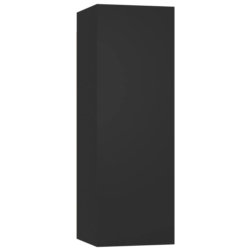 10 Piece TV Cabinet Set Black Engineered Wood