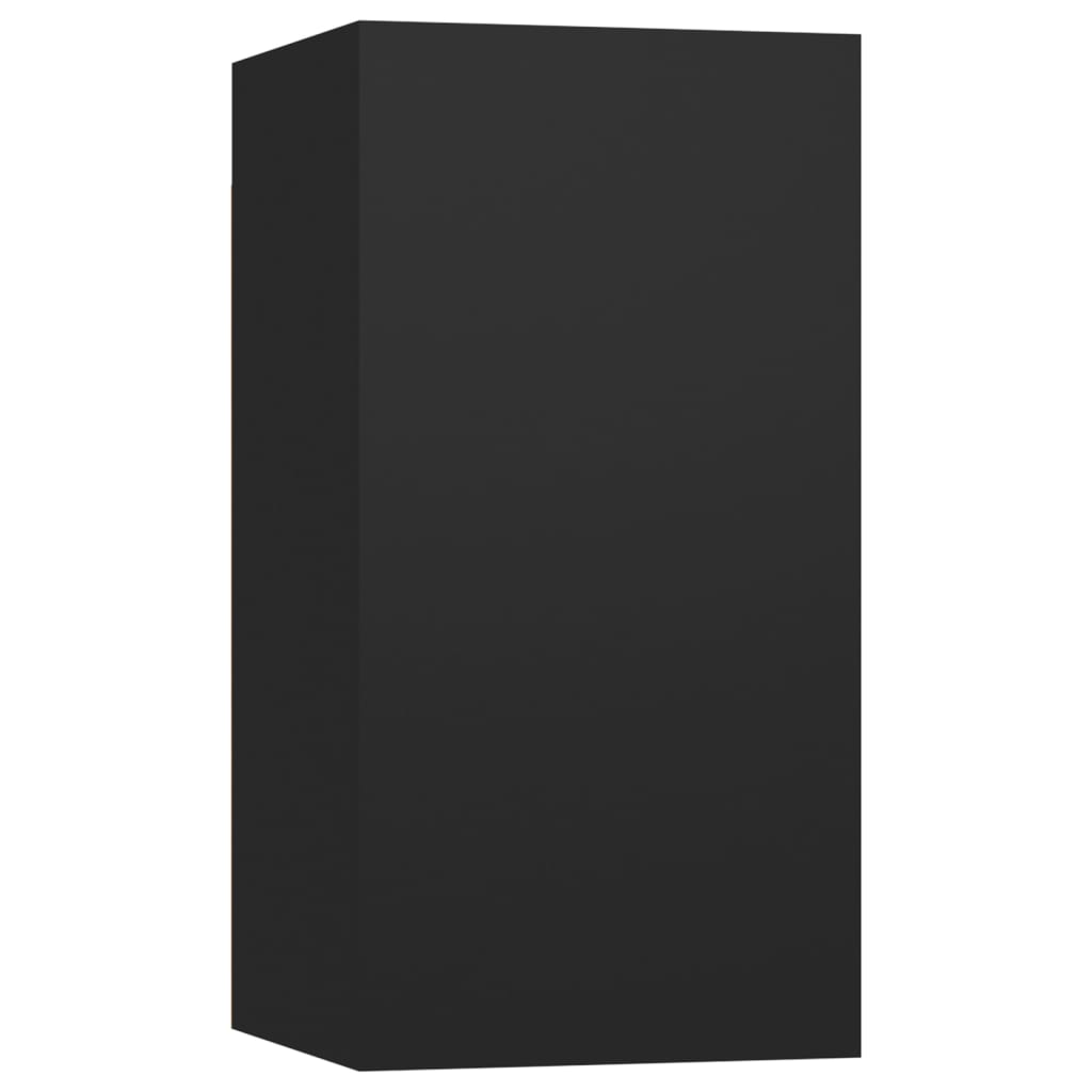 10 Piece TV Cabinet Set Black Engineered Wood