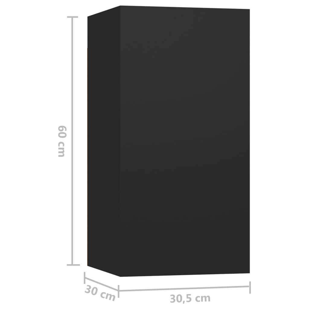 10 Piece TV Cabinet Set Black Engineered Wood